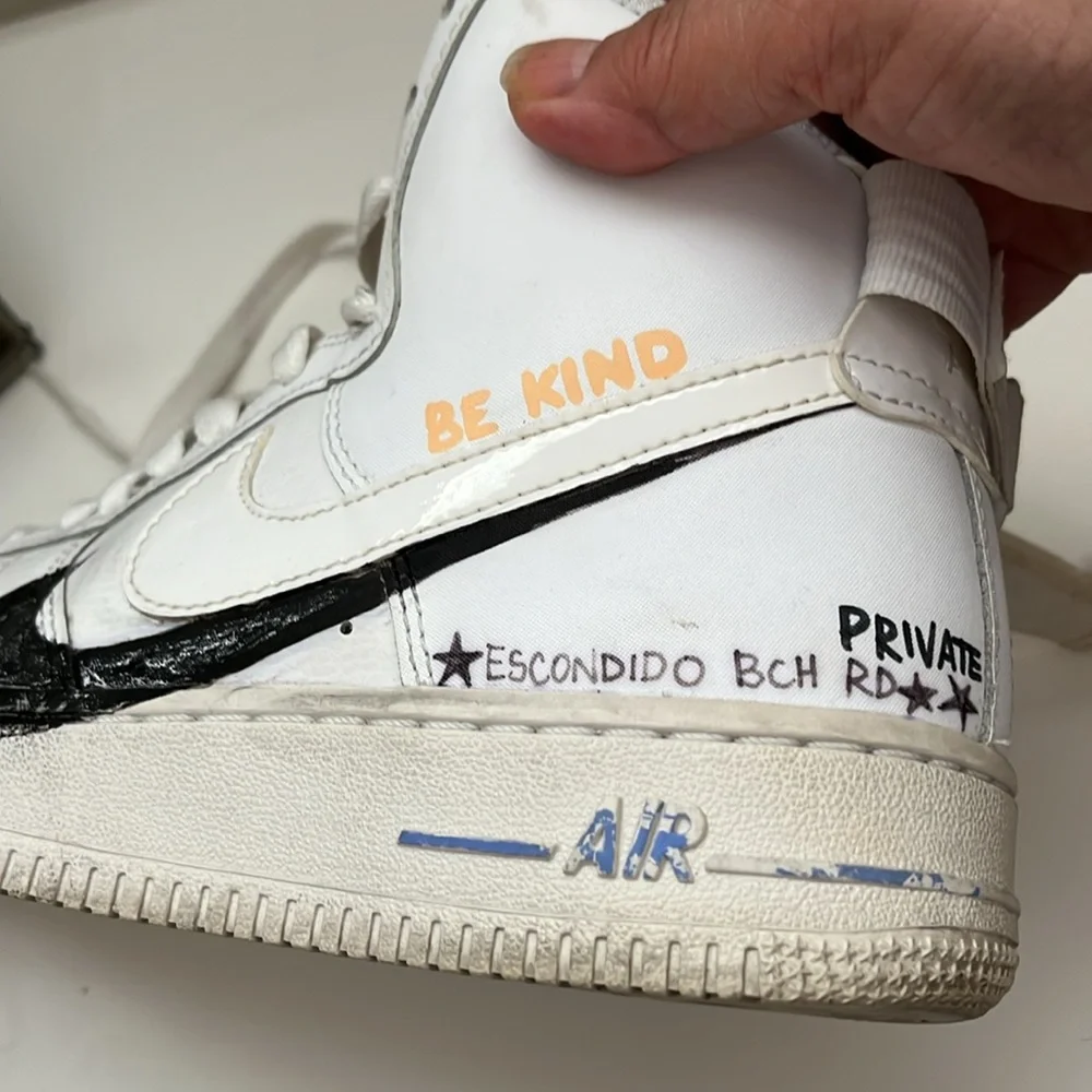 Nike Air Force white sneakers, Youth 5.5 - Picture 11 of 13